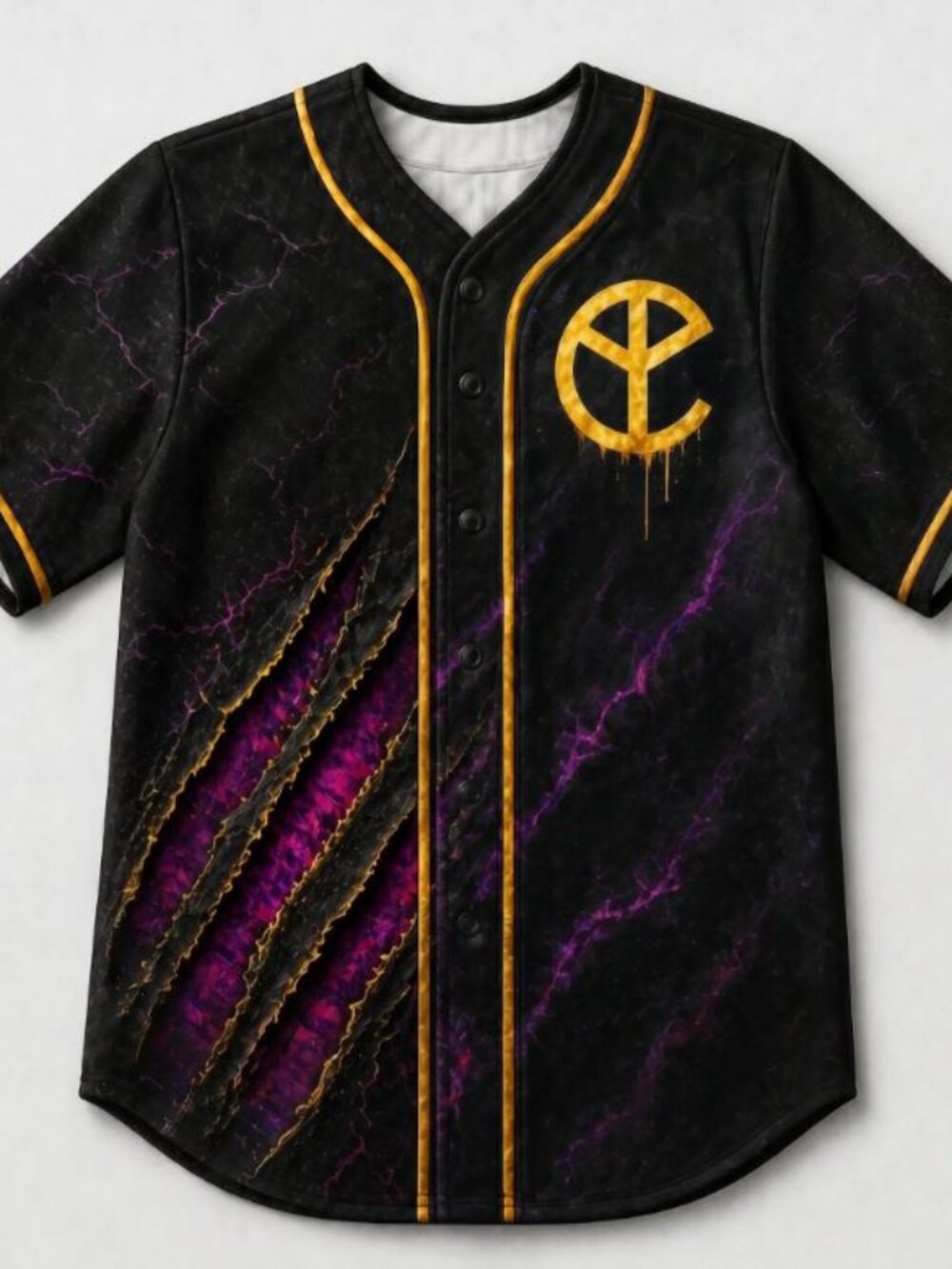 Yellow Claw Gold Claw Marks Purple Lightning Baseball Jersey